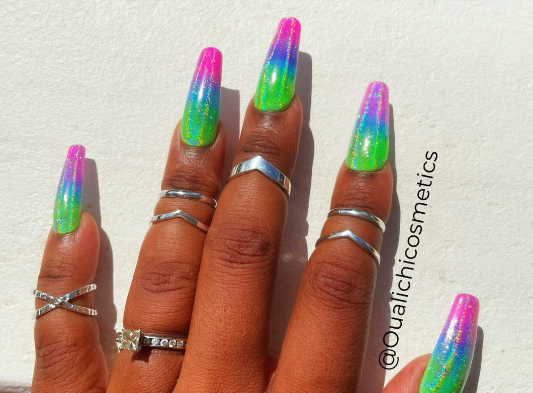 Tropical Rainbow Press On Nails