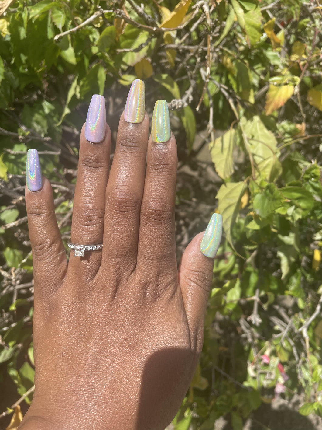 Holographic pastel rainbow Luxe Press on Nails