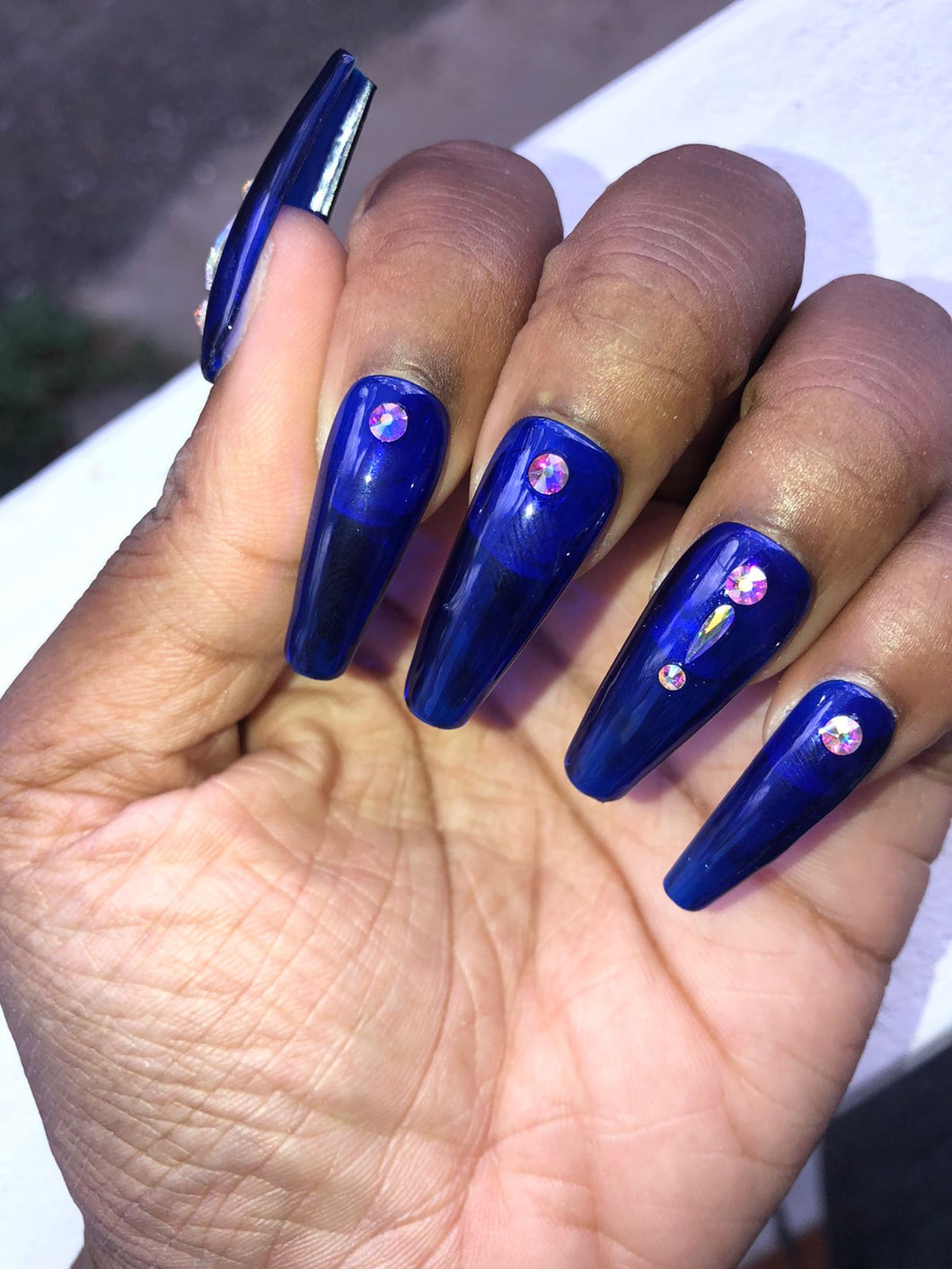 Blue Jelly Press on nails