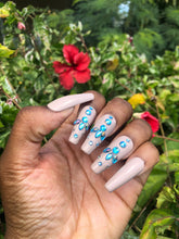 Load image into Gallery viewer, Turquoise nude bling Classic Press on nails
